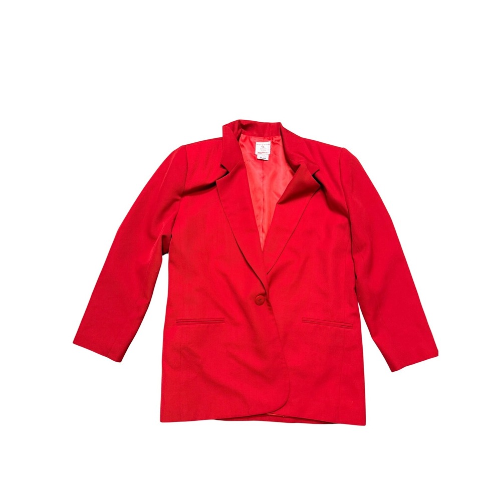 Mary Kay by Angelica Vintage Red Blazer Jacket Womens Size 12 Petite Career Suit